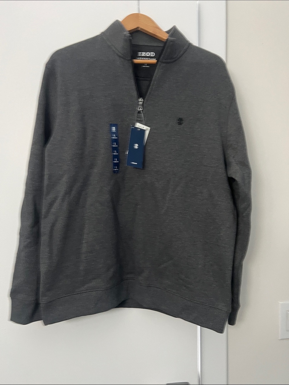 Izod Men's Dark Charcoal Quarter-Zip Sweater